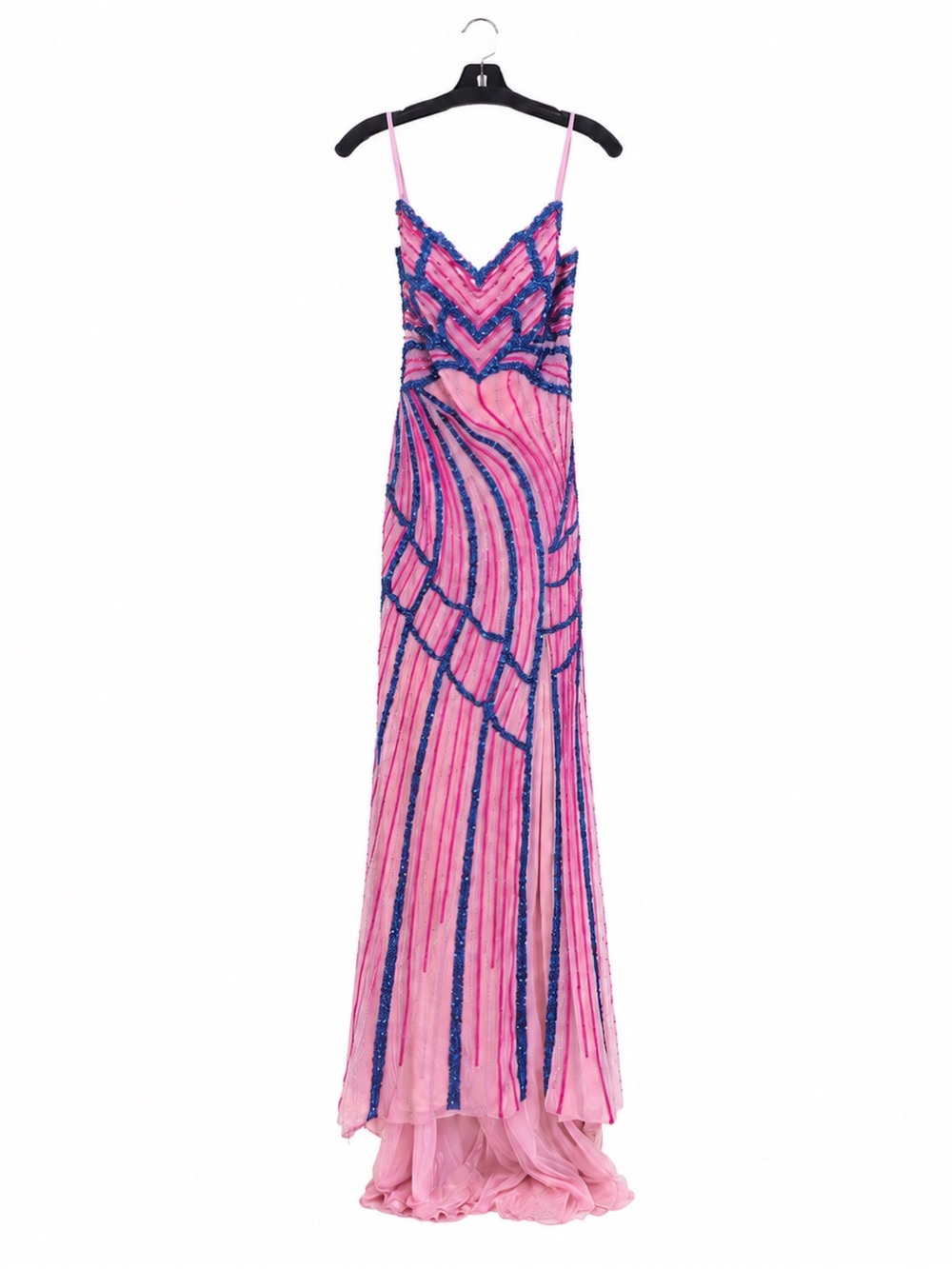 Catwalk CT-82 Pink & Blue Sequin Spaghetti-Strap Evening Dress